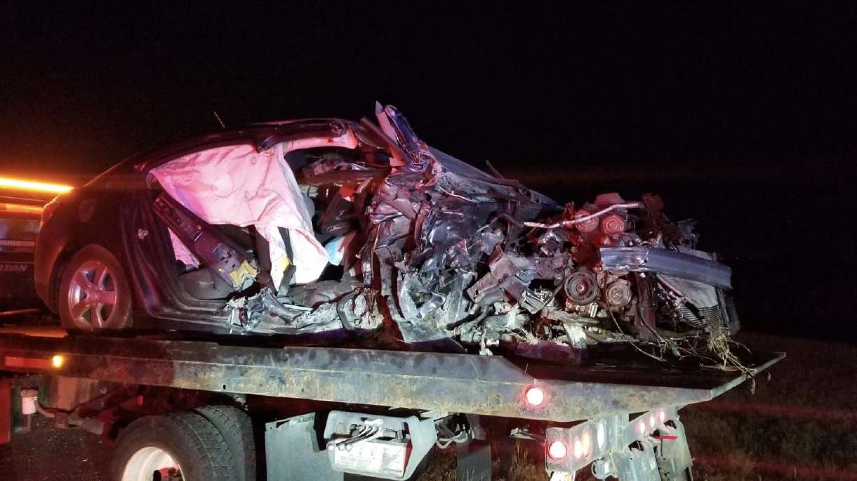 A vehicle is pictured following a crash involving an intoxicated driver on Legacy Parkway in North Salt Lake on July 4, 2023. Lawmakers on Wednesday advanced a bill addressing drunk driving.