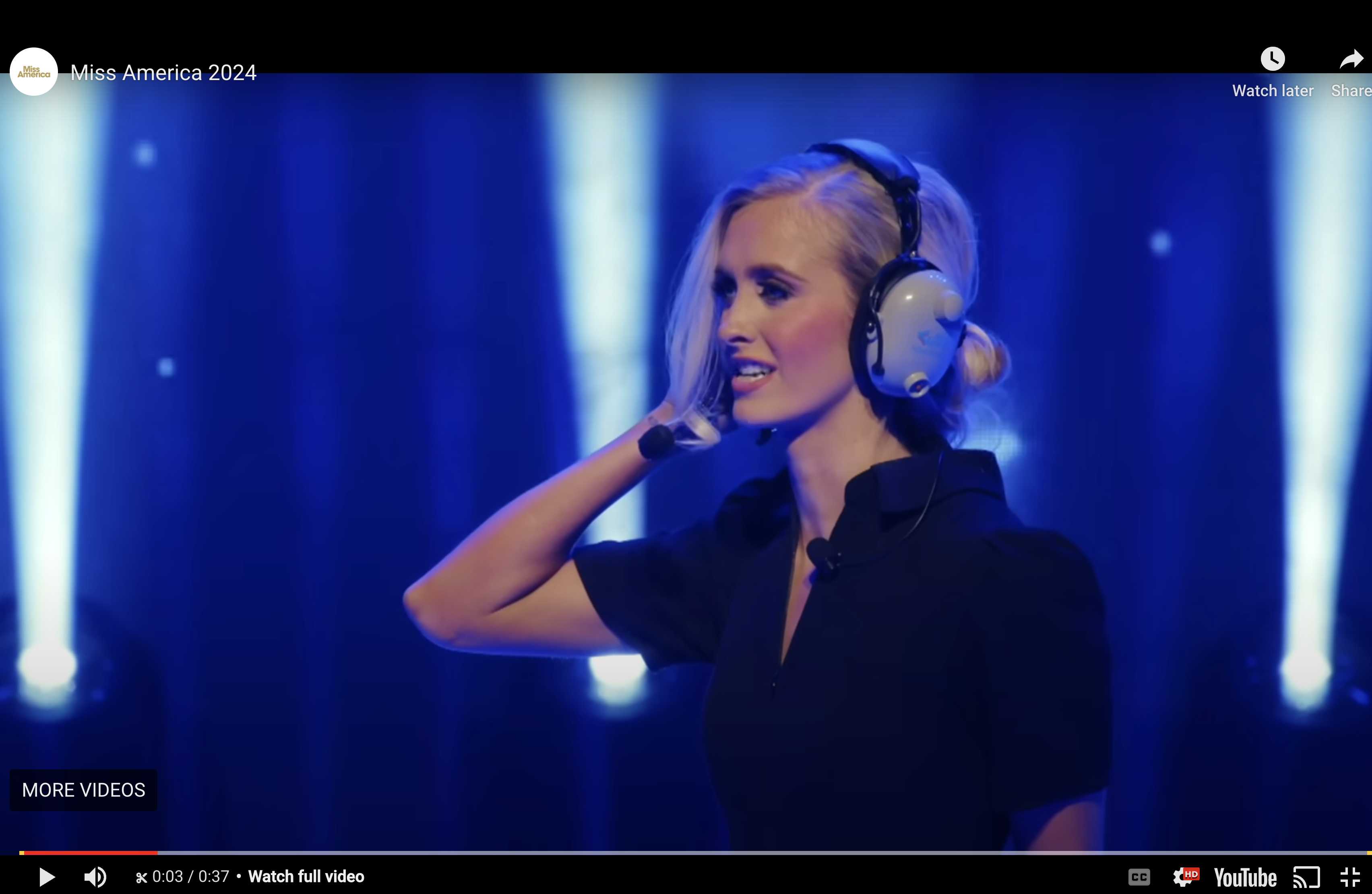 A 22-year-old Air Force officer,performed a monologue about her job, wearing an aviation headset and describing her first solo flight.