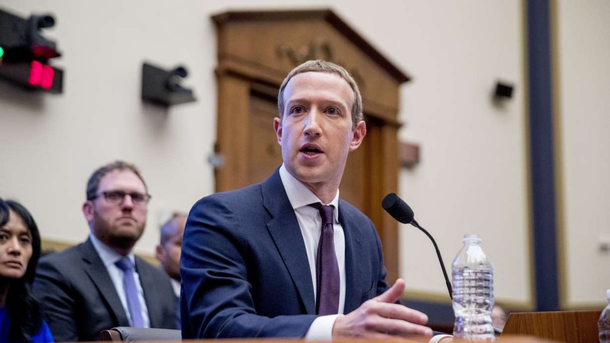Facebook CEO Mark Zuckerberg testifies before a House Financial Services Committee hearing on Capitol Hill in Washington, Oct. 23, 2019. Meta's oversight board said Monday it is urging the company to clarify its approach to manipulated media.