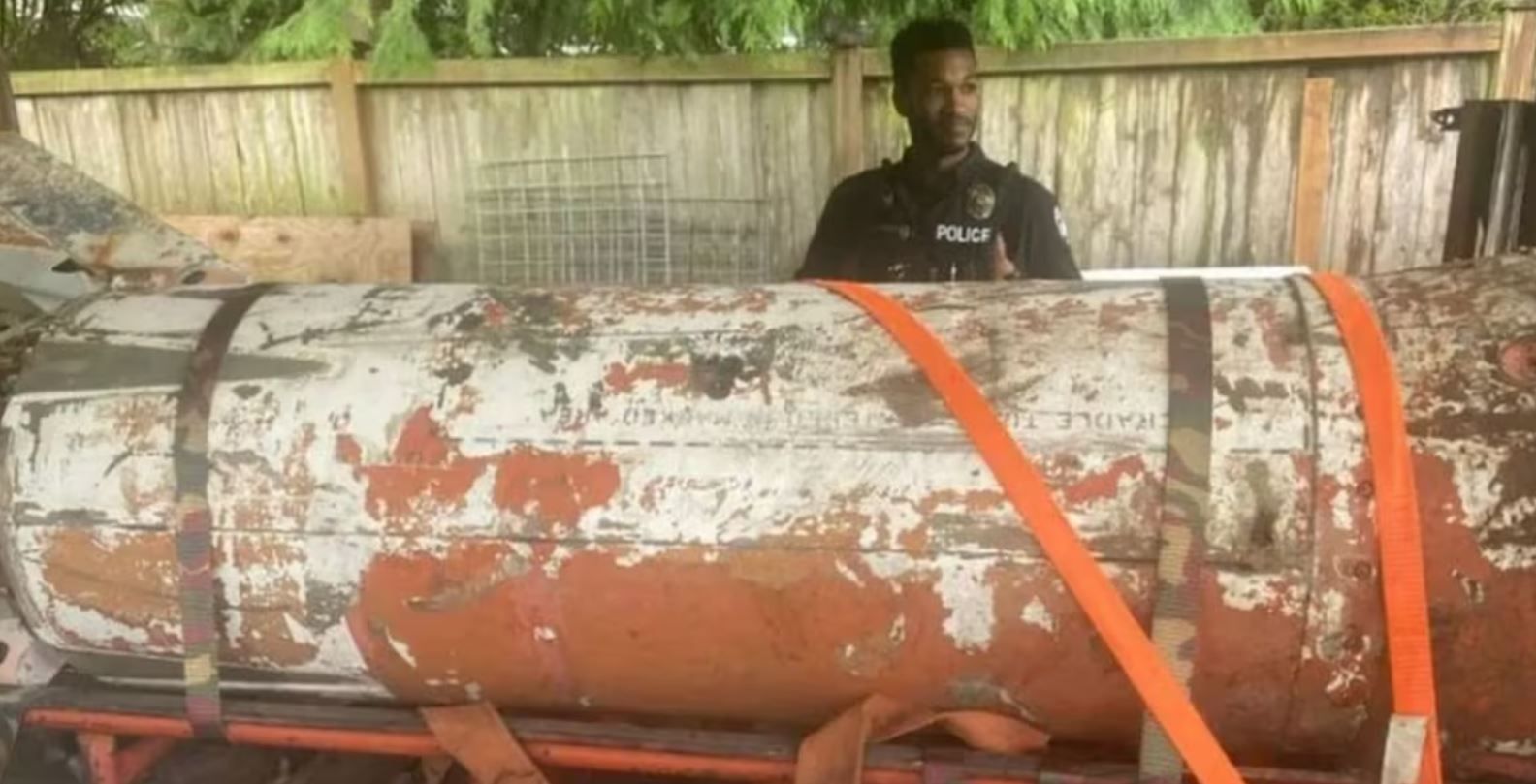 Police say an old rocket found in a Washington state man’s garage is an inert nuclear missile.
