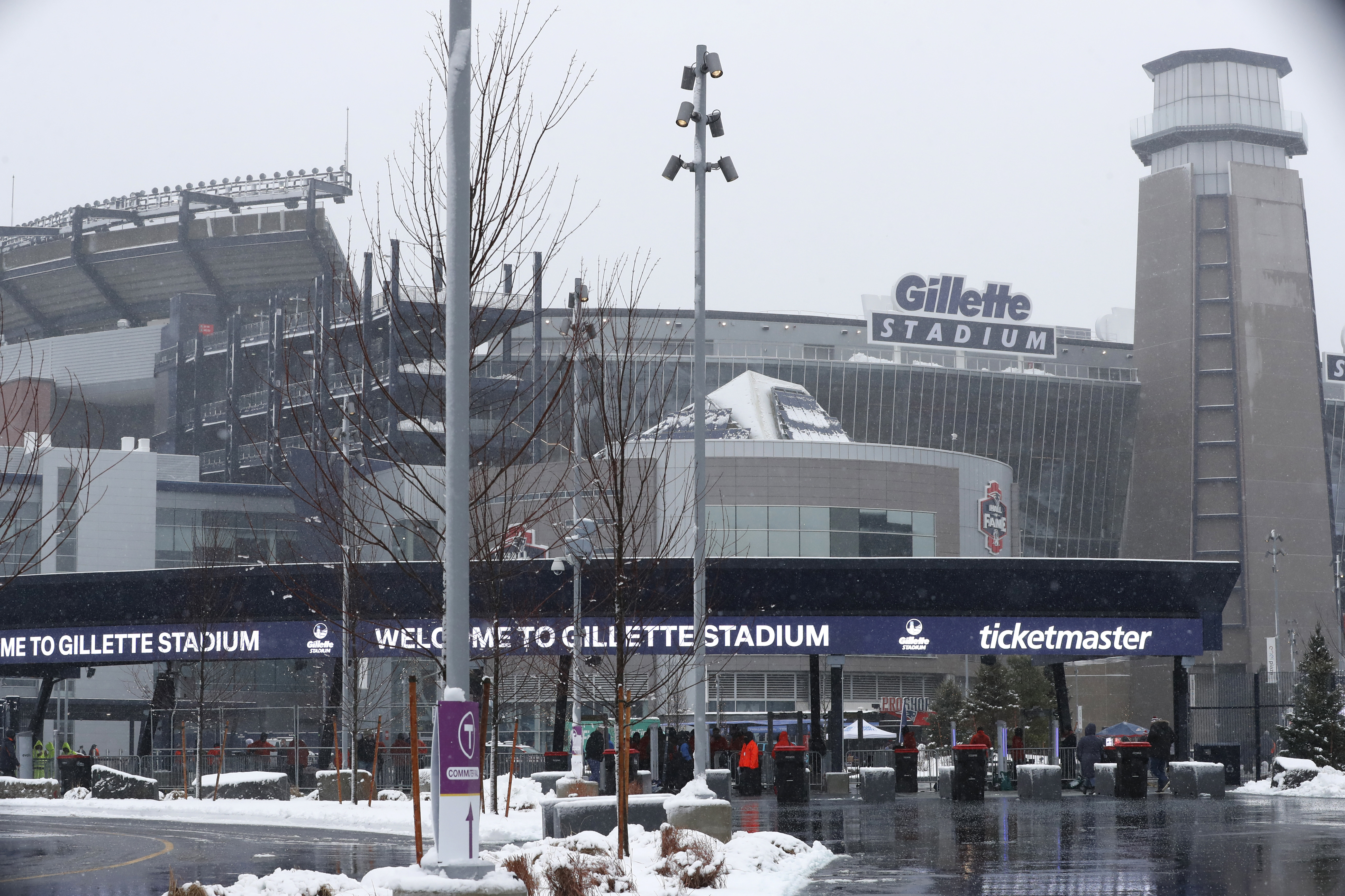Gillette Stadium prior to an NFL football game, Sunday, Jan. 7, 2024, in Foxborough, Mass. The 2026 World Cup final will be played at MetLife Stadium in East Rutherford, N.J., on July 19. FIFA made the announcement Sunday, Feb. 4, 2024, at a Miami television studio, allocating the opener of the 39-day tournament to Mexico City’s Estadio Azteca on June 11. Quarterfinals will be at Gillette Stadium in Foxborough, Mass., on July 9, at SoFi Stadium in Inglewood, Calif., the following day and at Arrowhead Stadium in Kansas City, Mo., and Hard Rock Stadium in Miami Gardens, Fla., on July 11. 