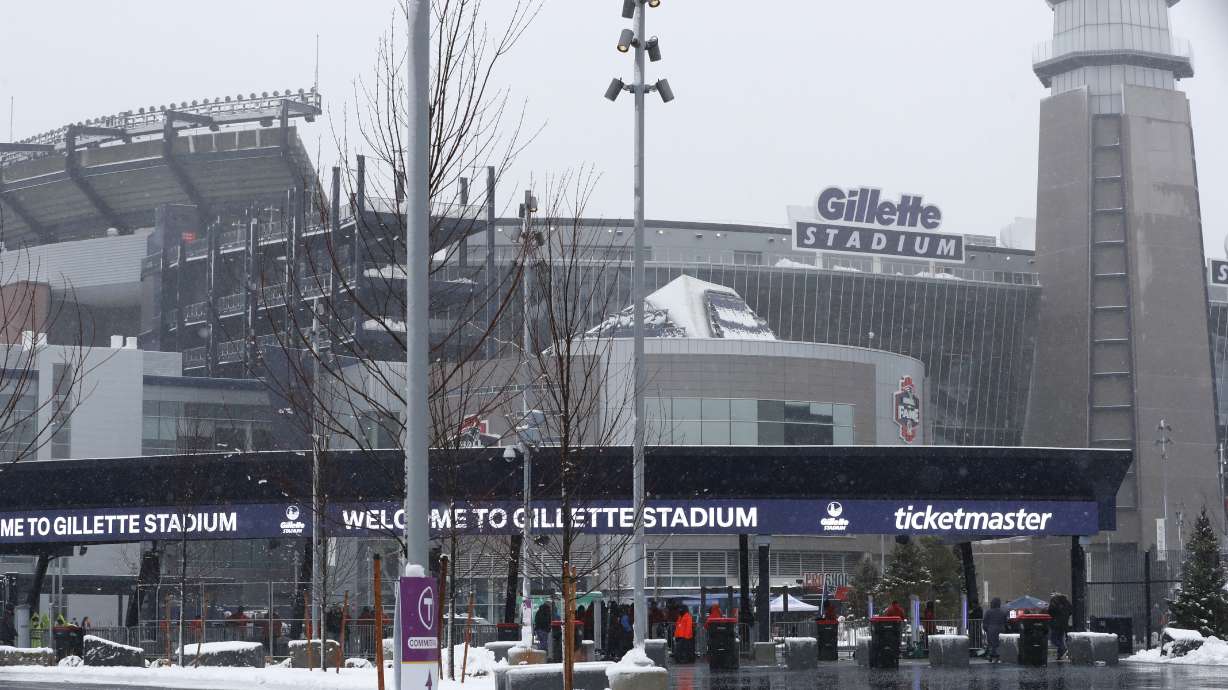 Gillette Stadium prior to an NFL football game, Sunday, Jan. 7, 2024, in Foxborough, Mass. The 2026 World Cup final will be played at MetLife Stadium in East Rutherford, N.J., on July 19. FIFA made the announcement Sunday, Feb. 4, 2024, at a Miami television studio, allocating the opener of the 39-day tournament to Mexico City’s Estadio Azteca on June 11. Quarterfinals will be at Gillette Stadium in Foxborough, Mass., on July 9, at SoFi Stadium in Inglewood, Calif., the following day and at Arrowhead Stadium in Kansas City, Mo., and Hard Rock Stadium in Miami Gardens, Fla., on July 11.