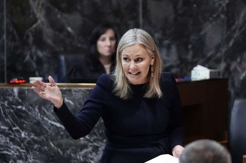 Oakland County Prosecutor Karen D. McDonald gives her rebuttal statement during Jennifer Crumbley's trial Friday in Pontiac, Mich. Crumbley, 45, was convicted of involuntary manslaughter. Prosecutors say she and her husband were grossly negligent and could have prevented the four deaths if they had tended to their son’s mental health.
