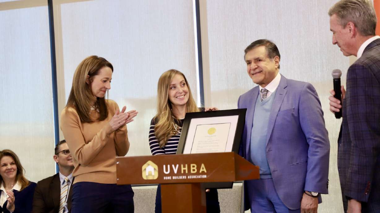 First lady Abby Cox and One Kind Act a Day's Khosrow Semnani honored Vineyard Mayor Julie Fullmer with the title of Certified City of Kindness In a ceremony Jan. 29, for the city's initiatives in spreading kindness.