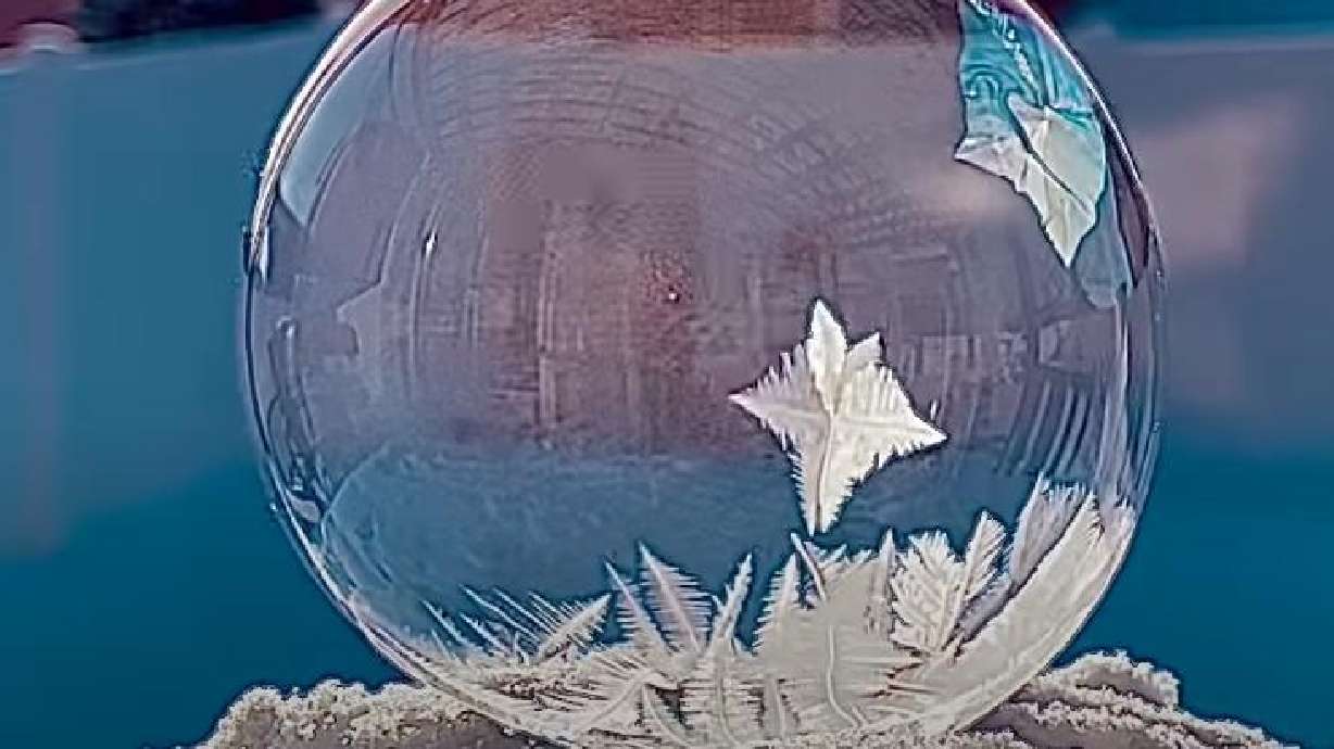 Soap bubbles freeze in Berthoud, Colorado, Jan. 16.