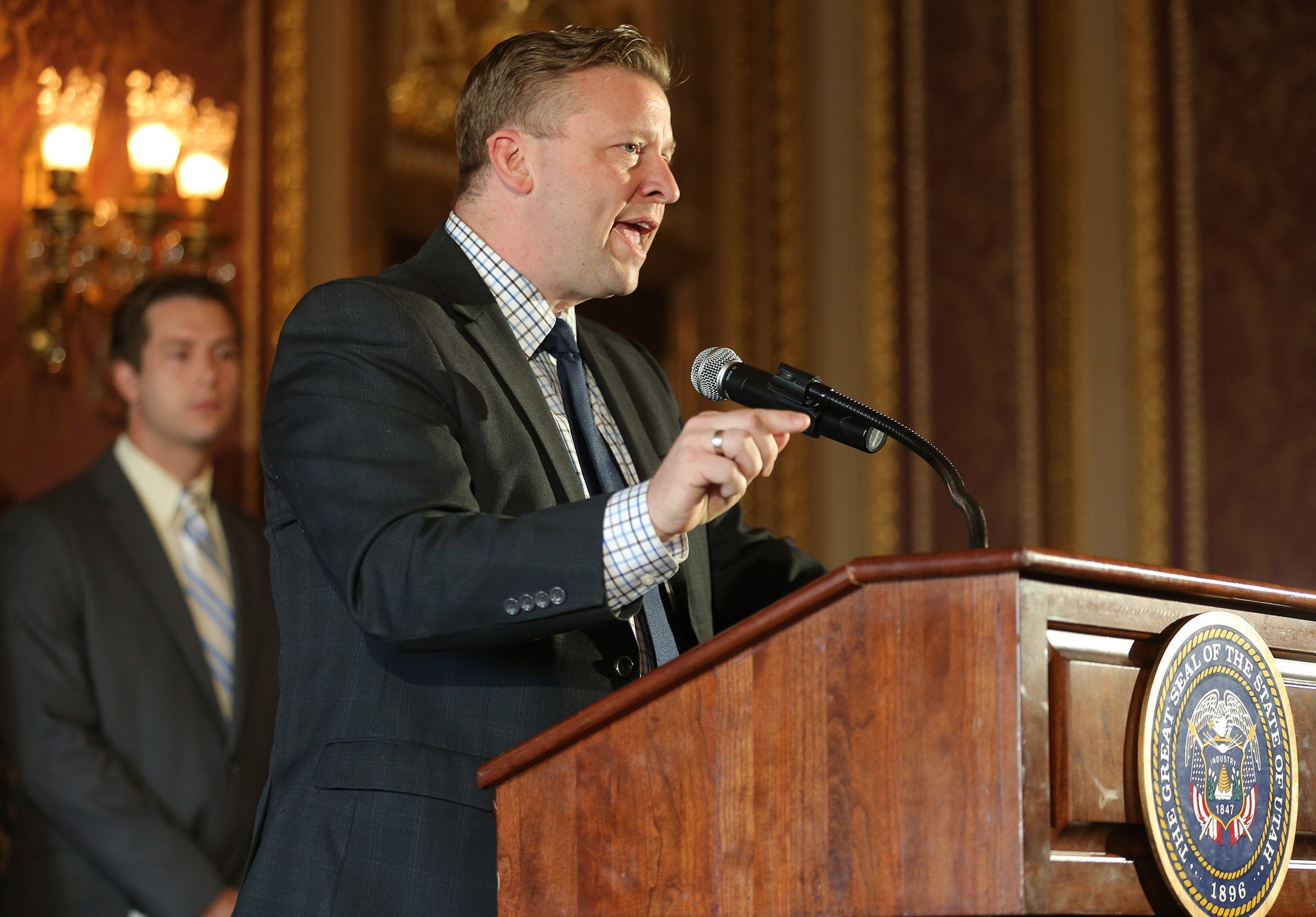Sen. Todd Weiler, R-Woods Cross, speaking at the state Capitol on March 21, 2016, sponsored a resolution the state Legislature unanimously passed in 2016 declaring pornography a public health crisis.