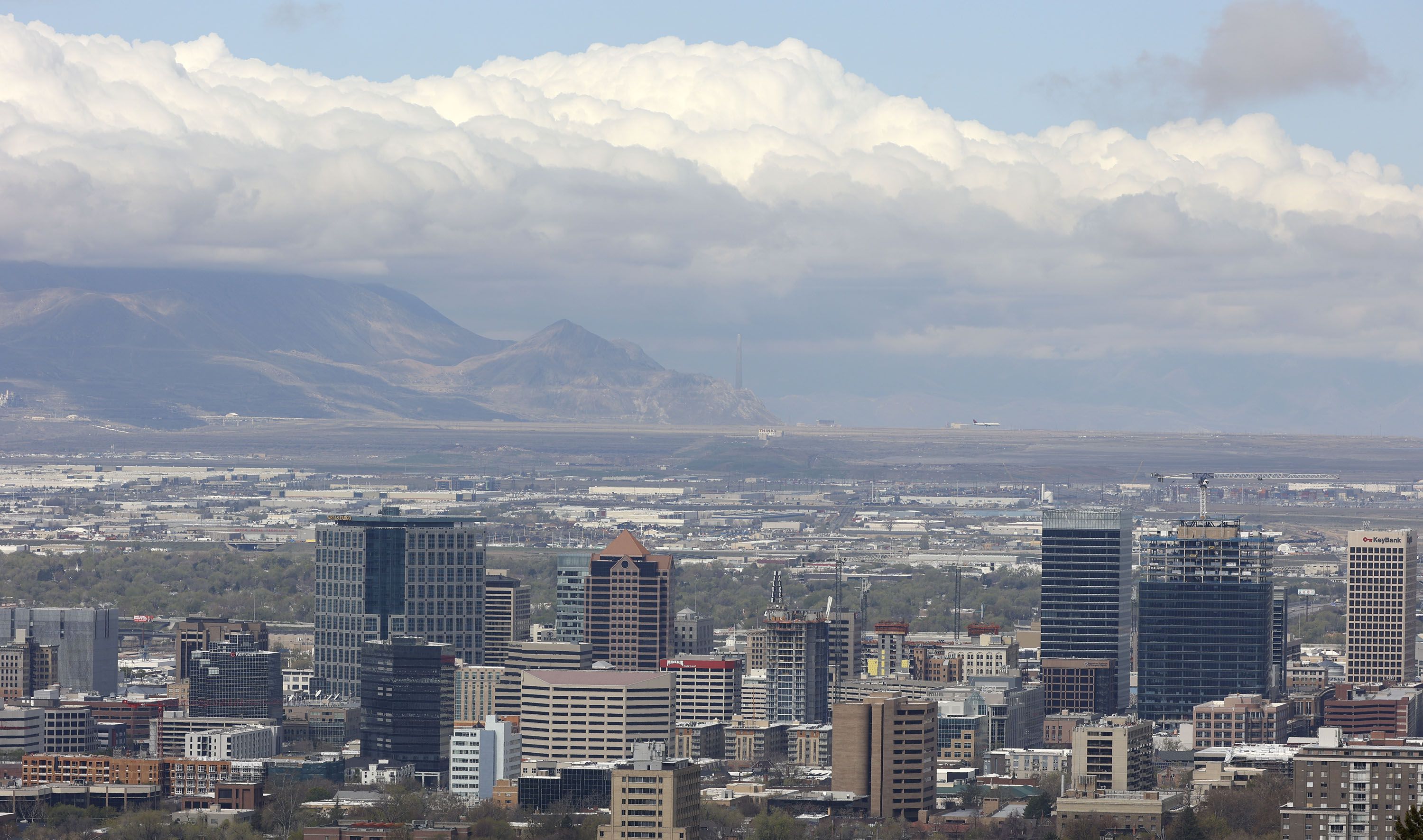 Clouds hang over the Salt Lake Valley on April 27, 2021. Salt Lake City is among several Utah communities to be rated among the best in the U.S. in terms of growth and resilience.