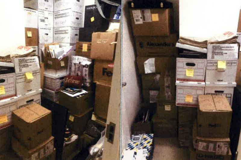 This image, contained in the report from special counsel Robert Hur, shows boxes in a storage closet at the Penn Biden Center in Washington, in March 2021.