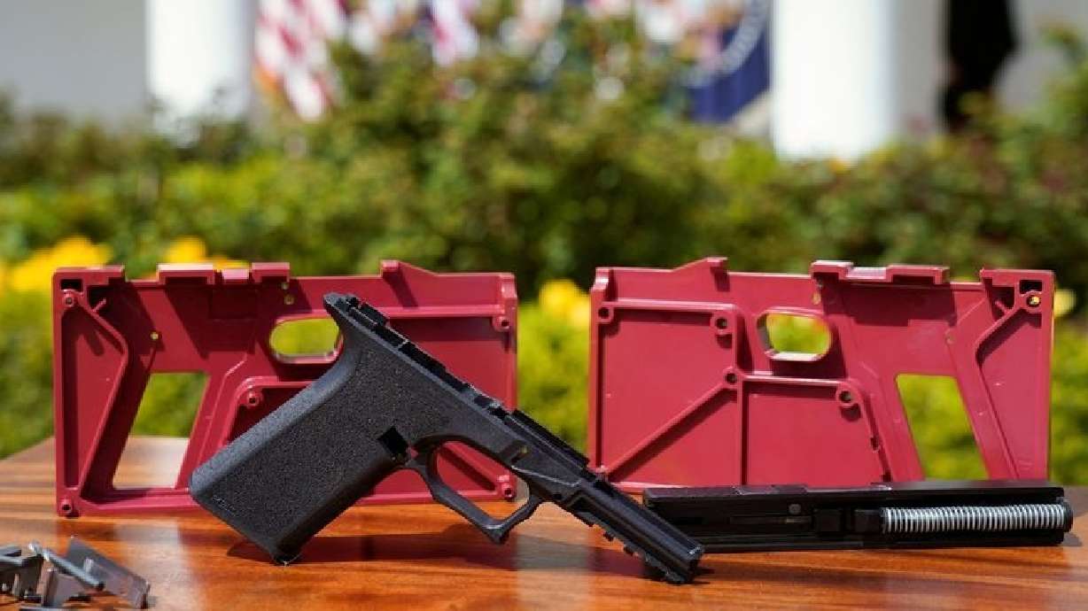 Parts of a ghost gun kit at an event in Washington, April 11, 2022. The Biden administration asked the U.S. Supreme Court to overturn a ruling that would prevent it from regulating privately made firearms that are difficult for law enforcement to trace.