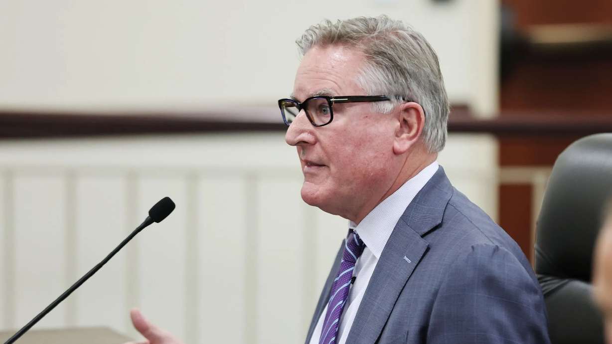 Attorney Jeff Hunt makes a statement during a House Education Committee hearing on HB202, Student Athlete Amendments, at the Capitol in Salt Lake City on Thursday.