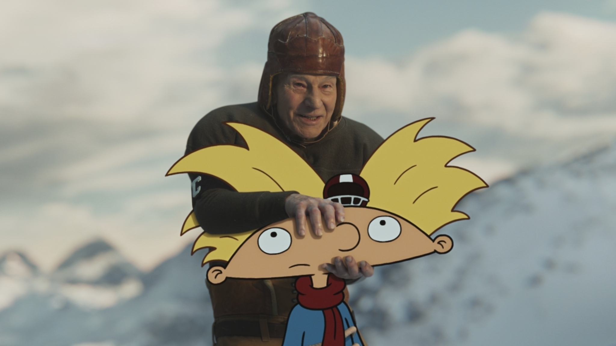 This image shows the Paramount+ 2024 Super Bowl NFL football spot.