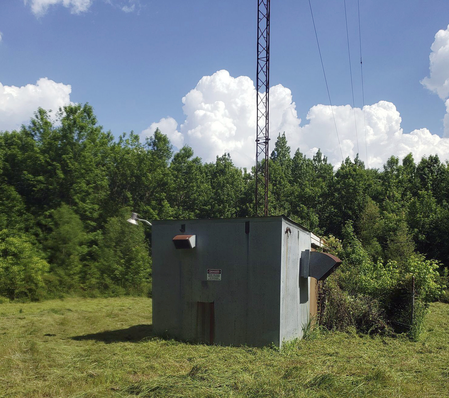 This image shows WJLX radio's tower in Jasper, Ala. Authorities say a thief or thieves made off with the 200-foot tower, shutting down the radio station. 