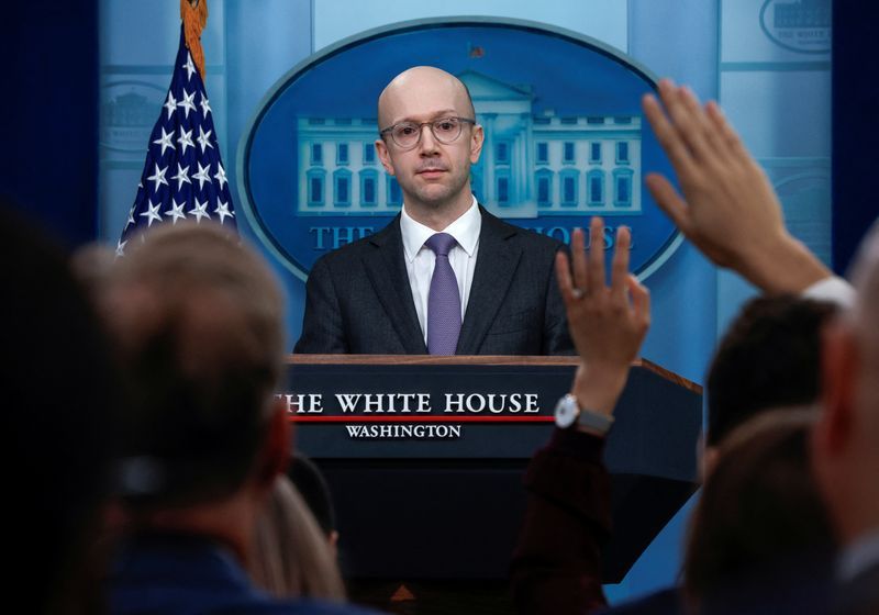 White House Counsel spokesman Ian Sams speaks to reporters during the daily press briefing at the White House in Washington, Friday.