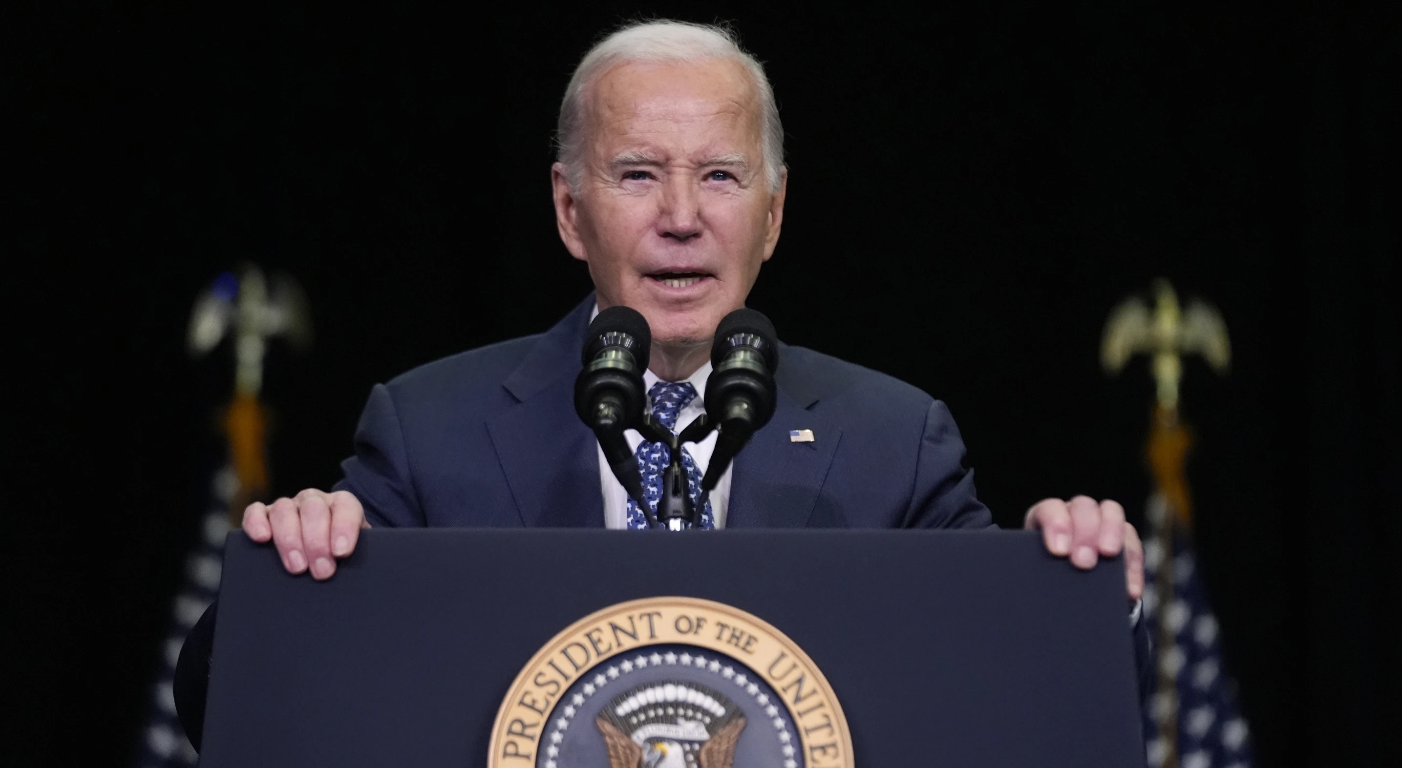 President Joe Biden speaks to the House Democratic Caucus Issues Conference at Lansdowne Resort, Thursday in Leesburg, Va. The White House is opposing a special counsel's statements about Biden's memory.