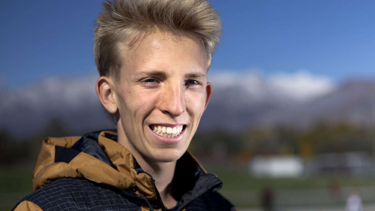 Daniel Simmons, American Fork High School senior and cross-country runner, is photographed at the high school on Thursday, Oct. 26, 2023. Simmons is a BYU commit and the reigning Gatorade national cross-country runner of the year.