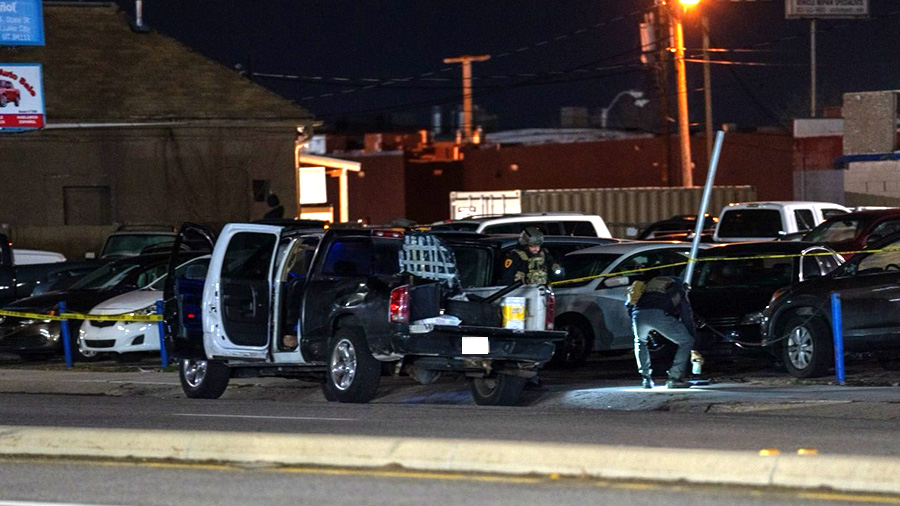 Arthur Palmer’s truck was secured by a bomb squad after he had been arrested and told officers there were explosives in his vehicle Saturday.