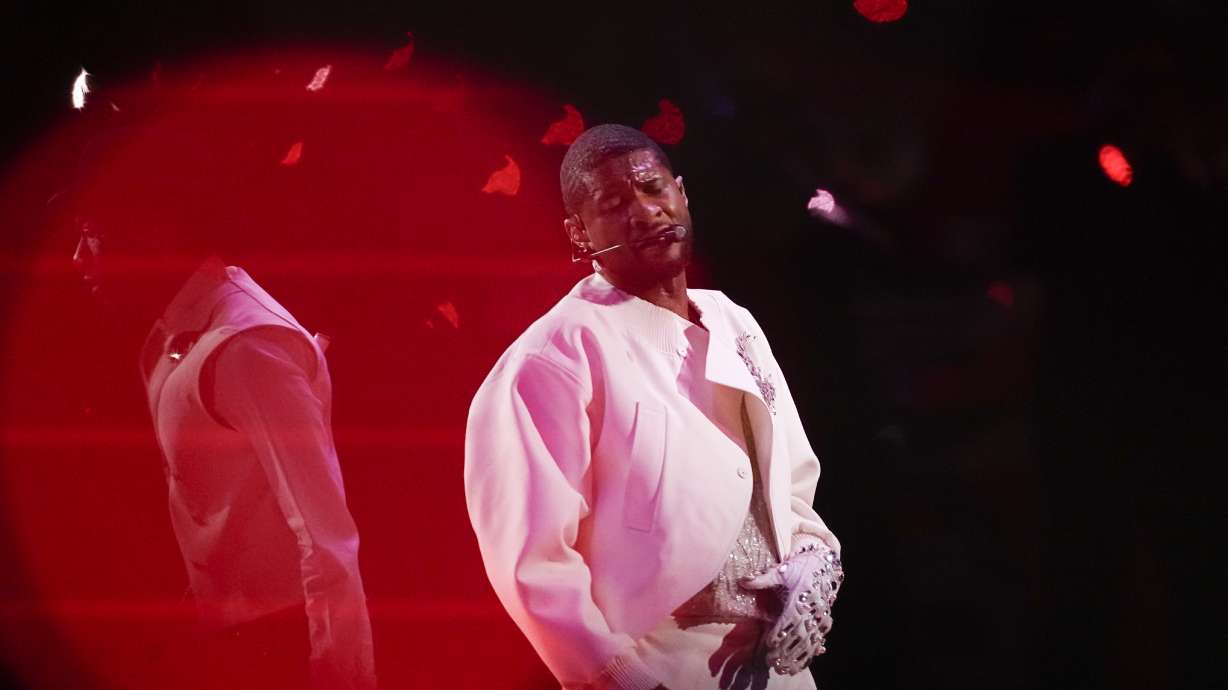 Usher performs during halftime of the NFL Super Bowl 58 football game between the San Francisco 49ers and the Kansas City Chiefs on Sunday, Feb. 11, 2024, in Las Vegas.
