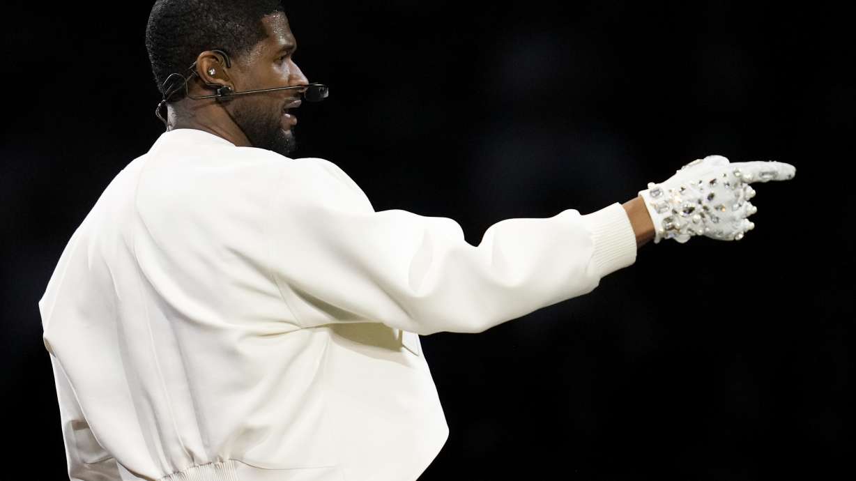 Usher performs during halftime of the NFL Super Bowl 58 football game between the San Francisco 49ers and the Kansas City Chiefs on Sunday, Feb. 11, 2024, in Las Vegas.