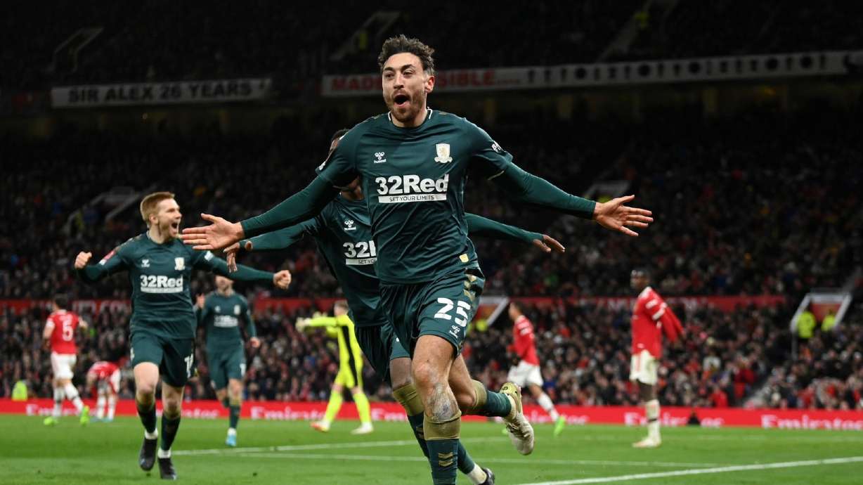 Matt Crooks celebrates a goal during his time in England. The 6-foot-4 midfielder will join RSL through the 2026 season.