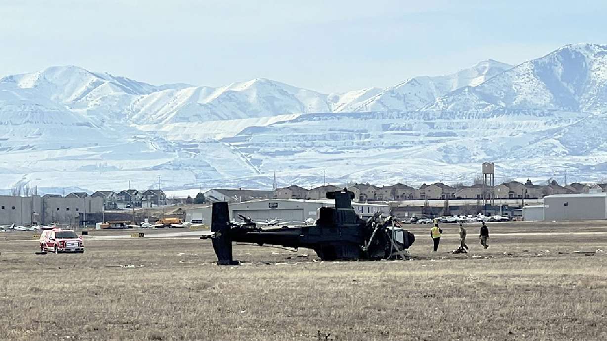 An Apache helicopter crashed Monday outside the South Valley Regional Airport in West Jordan. Two pilots were injured.