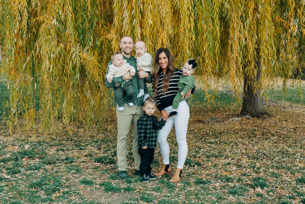 Ashley and Cody Carpenter with their four children. Maverick, third from left, is the youngest of triplets, and has a rare autoimmune disease that causes a weakened immune system. Maverick was diagnosed with bacterial meningitis A, and has been in the hospital since Jan. 11.
