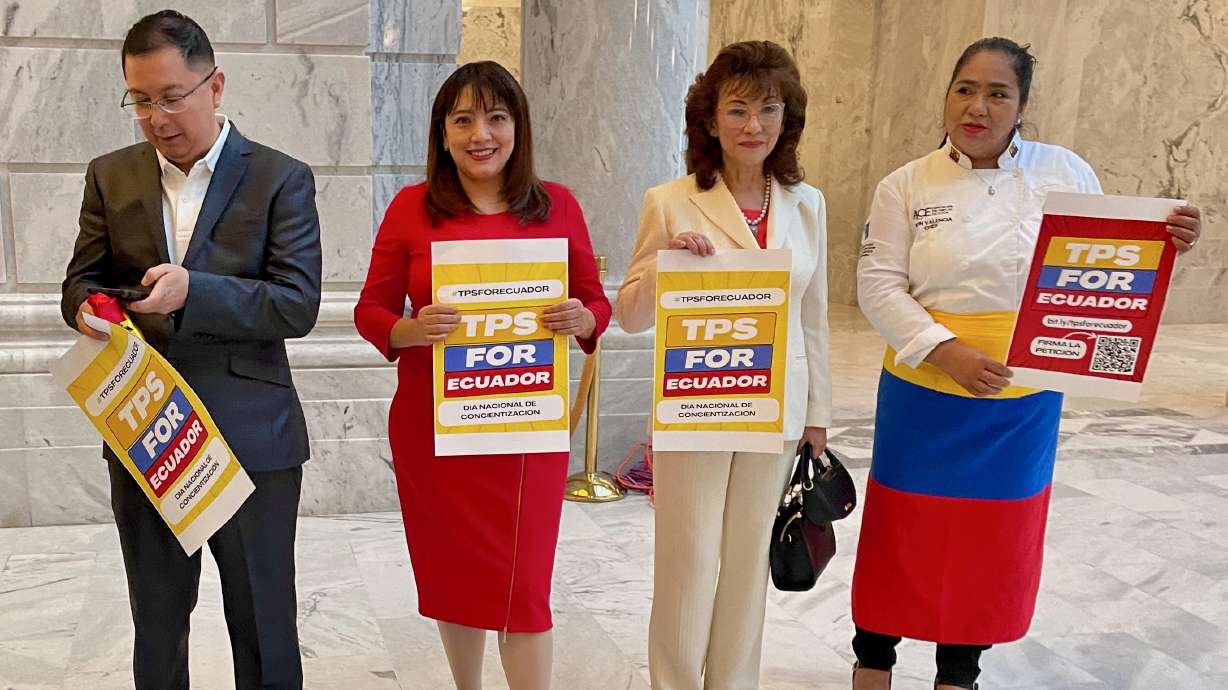 Part of the contingent of Ecuadorians who made a call at the Utah Capitol in Salt Lake City, on Feb. 13, for the U.S. government to grant Ecuador temporary protected status given. U.S. officials have not taken action on the calls.
