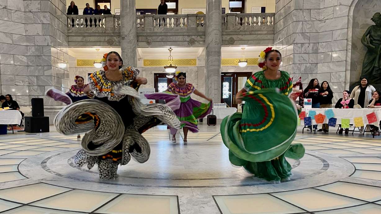 Dancers from Ballet Folklorico Sabor Latino perform Tuesday in the rotunda of the Utah Capitol in Salt Lake City as part of Immigration Day on the Hill activities. The event was aimed at empowering Utah's immigrant community.