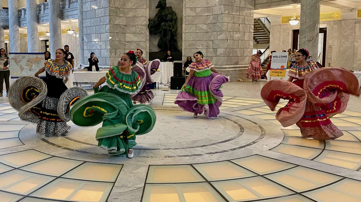 Dancers from Ballet Folklorico Sabor Latino perform Tuesday in the rotunda of the Utah Capitol in Salt Lake City as part of Immigration Day on the Hill activities. The event was aimed at empowering Utah's immigrant community.