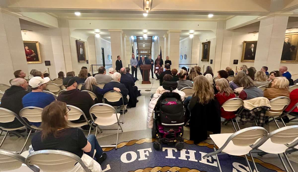 Representatives of the Are You Listening Yet PAC speak at a press conference at the Utah Capitol on Tuesday. The group is suing the state over its initiative process.
