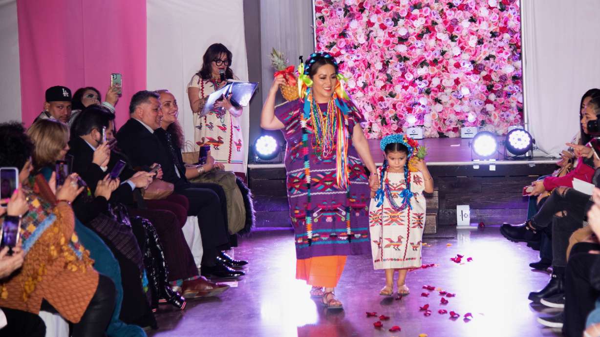 KSL story preview showing fashion-show participants on stage