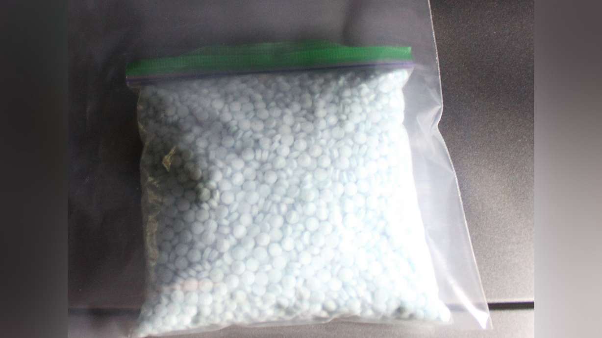 Three suspects were detained in Washington County after the discovery of 4,995 suspected fentanyl pills, pictured here, in their vehicle on Feb. 10.