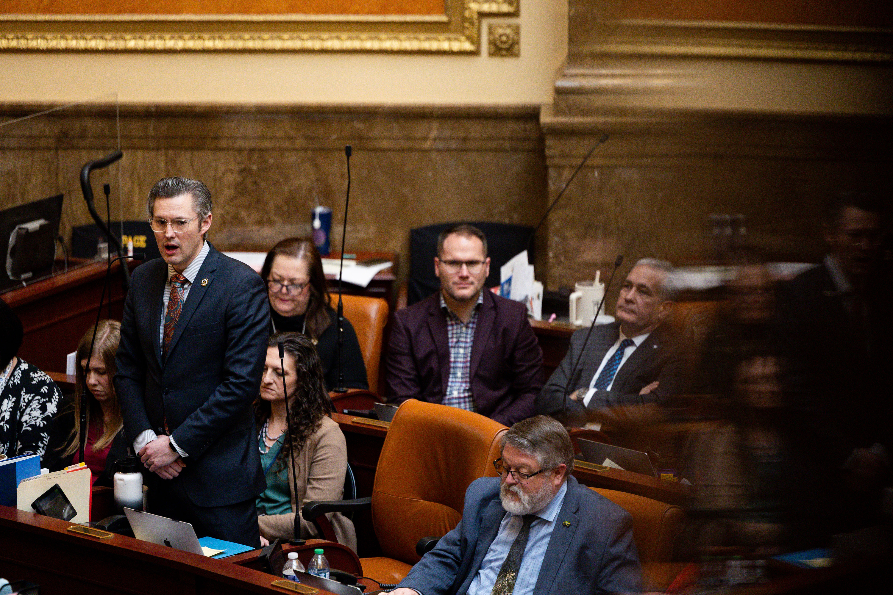 Rep. Anthony Loubet, R-Kearns, sponsor of HB432, Child Abuse and Neglect Reporting Amendments, speaks to the bill in the House chamber at the Utah Capitol in Salt Lake City on Friday. The bill passed unanimously.