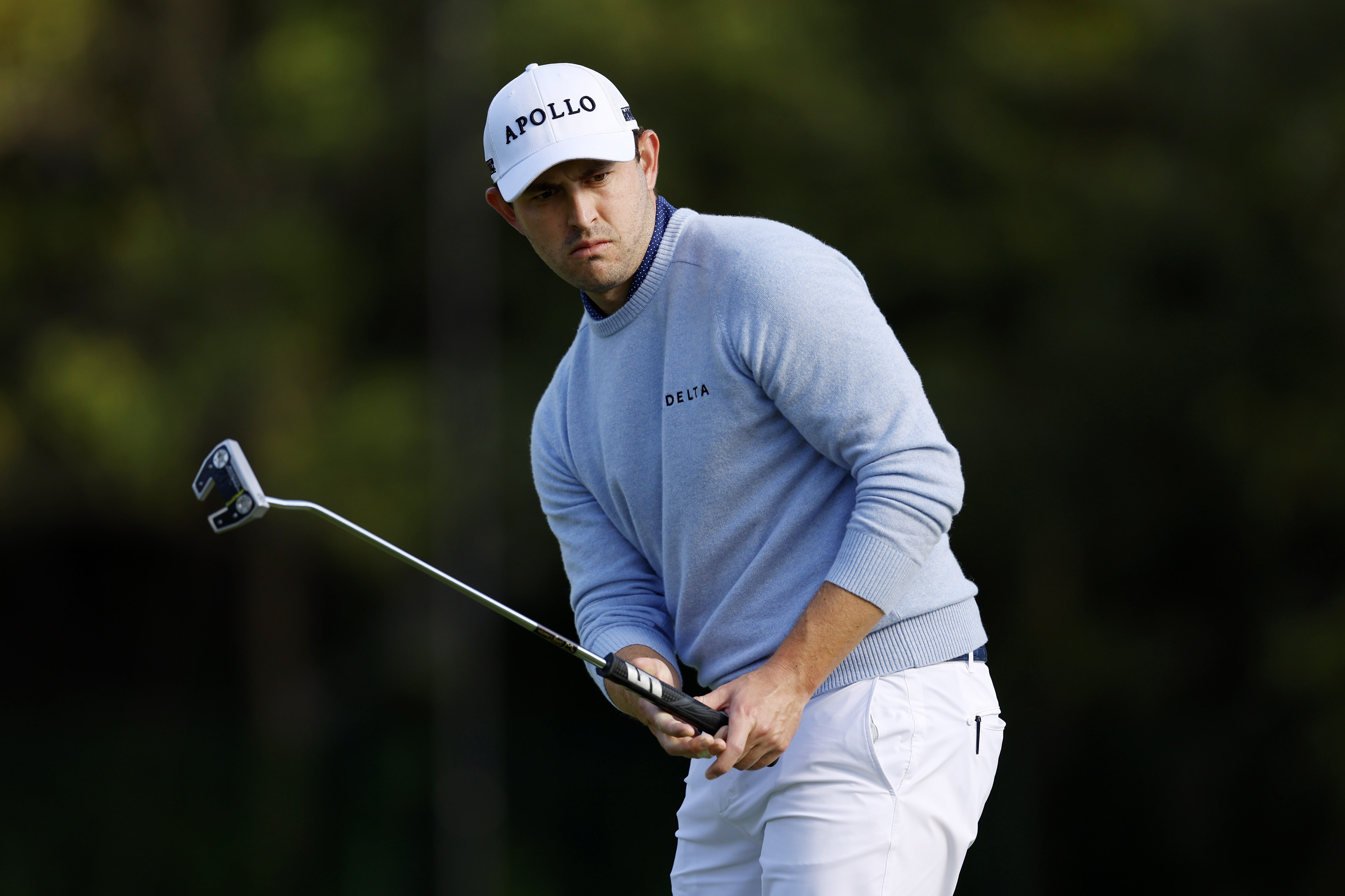 Patrick Cantlay watches his putt on the 13th green during the second round of the Genesis Invitational golf tournament at Riviera Country Club Friday, Feb. 16, 2024, in the Pacific Palisades area of Los Angeles. 