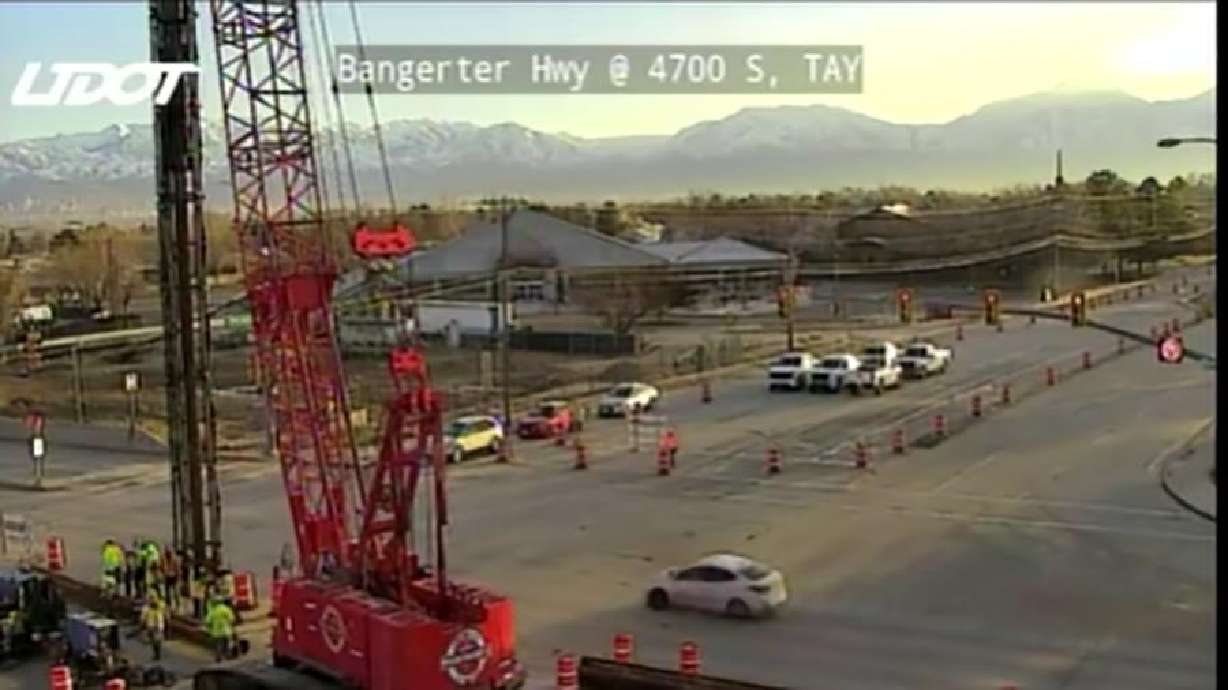 Bangerter Highway is closed in both directions at 4700 South in Taylorsville. The highway was closed for construction purposes Friday night and will reopen at 5 a.m. Monday.