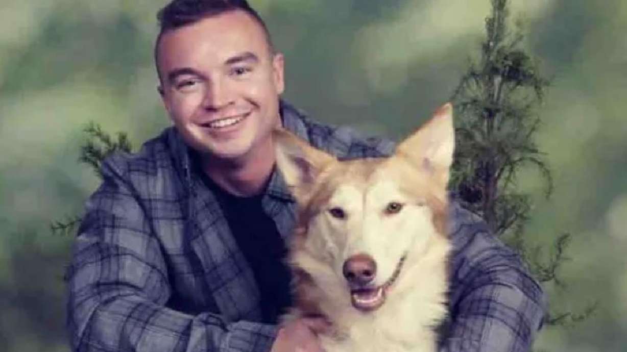 Spencer Murdoch, 27, died Monday after crashing his vehicle into a concrete sign in Draper. His dog, Kida, was with him at the time but survived the crash.