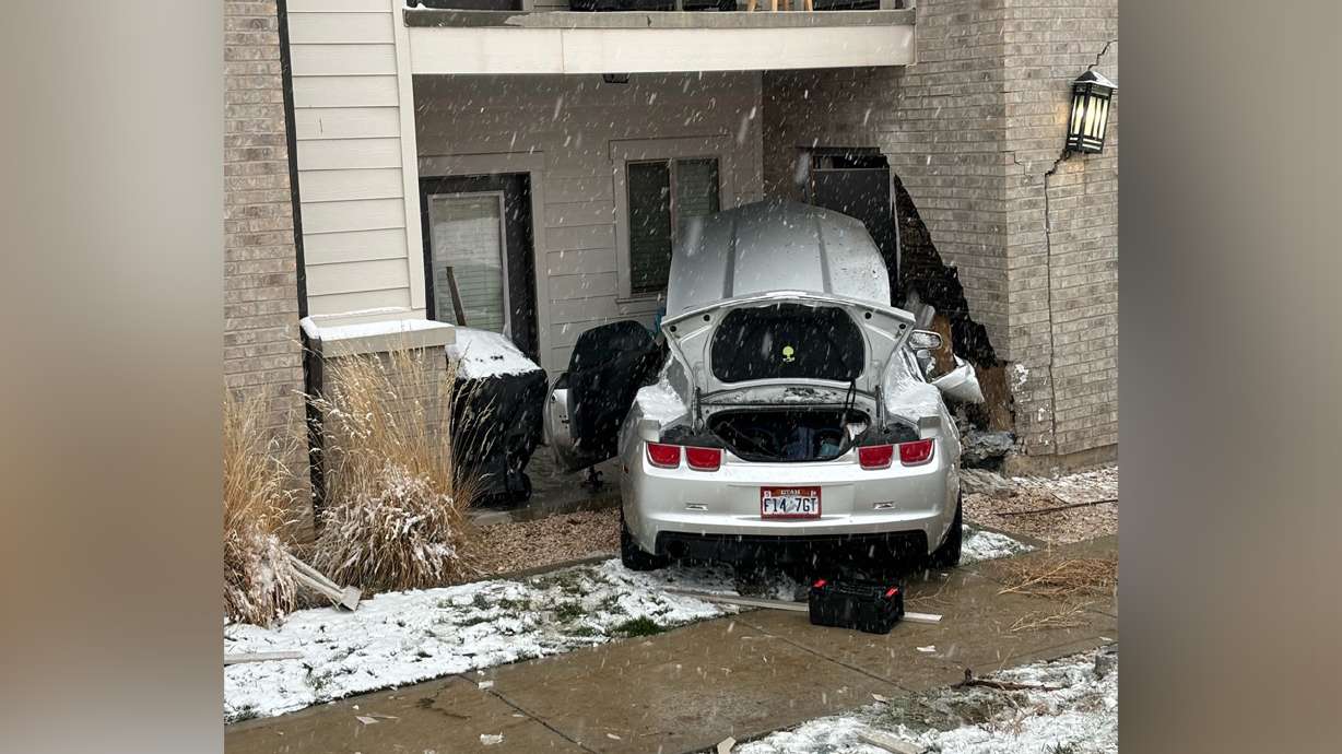 A vehicle crashed into an apartment building at 3560 S. Midland Drive in West Haven Sunday morning after Weber County sheriff's deputies say the driver lost control.
