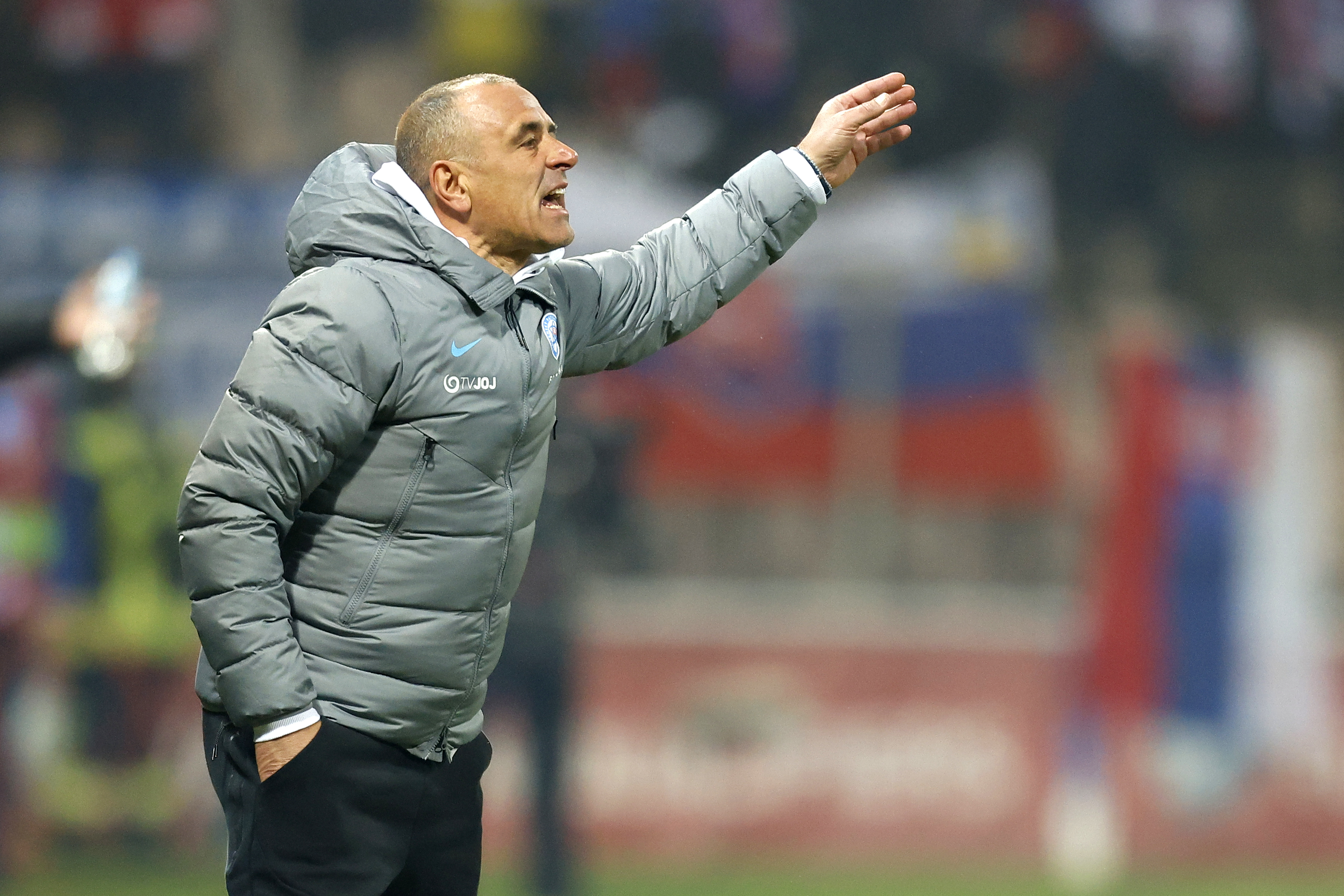 FILE - Then-Slovakia's head coach Francesco Calzona gestures during the Euro 2024 group J qualifying soccer match between Bosnia and Herzegovina and Slovakia, at the Bilino Polje Stadium in Zenica, Bosnia and Herzegovina, Sunday, Nov. 19, 2023. Defending Serie A champion Napoli has made its second coaching change of the season just two days before facing Barcelona in the Champions League. Napoli has fired Walter Mazzarri and appointed Slovakia coach Francesco Calzona.