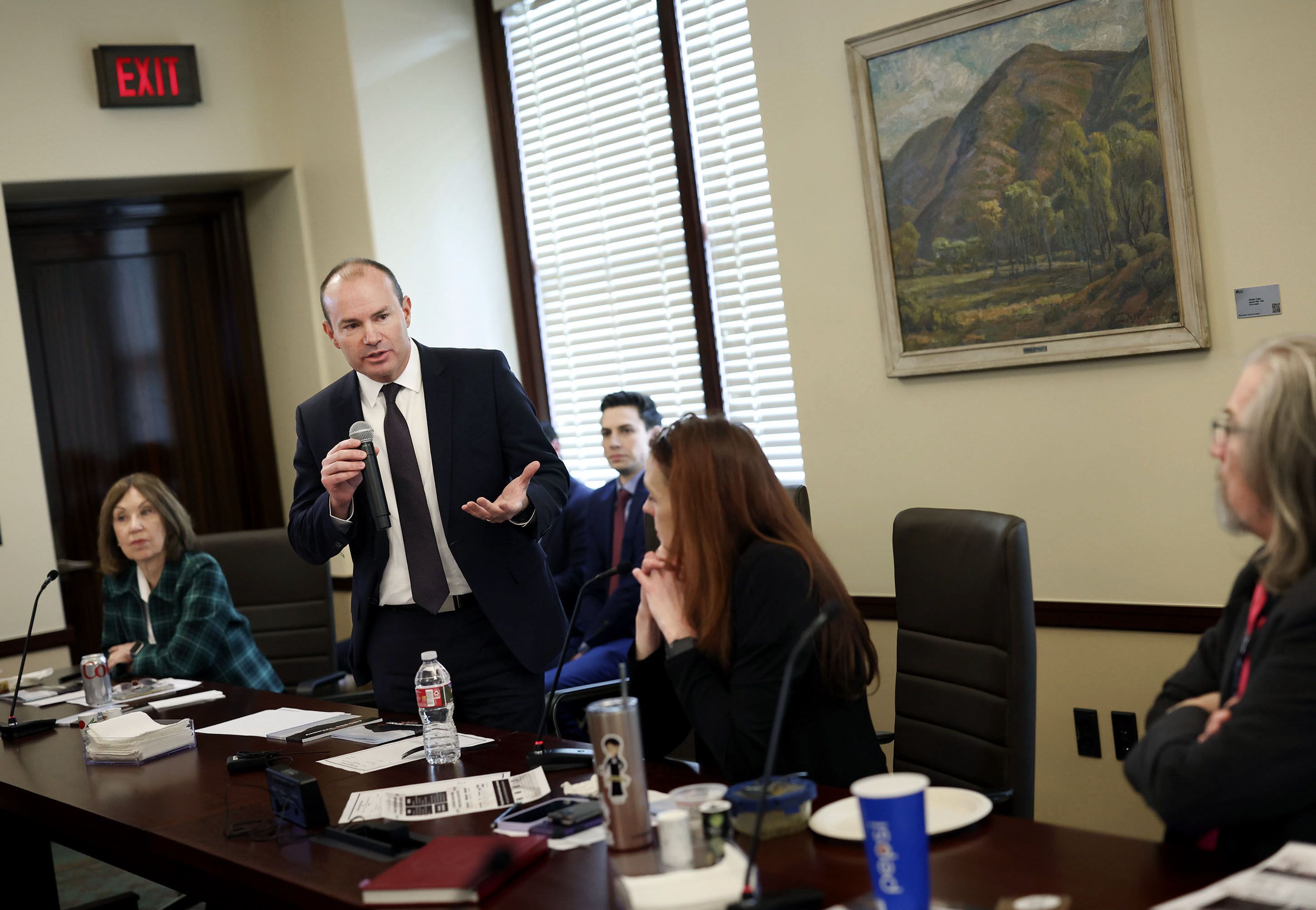 U.S. Sen. Mike Lee speaks to House Democrats at the Capitol in Salt Lake City on Wednesday. Lee also spoke to the Republican caucus on Wednesday.