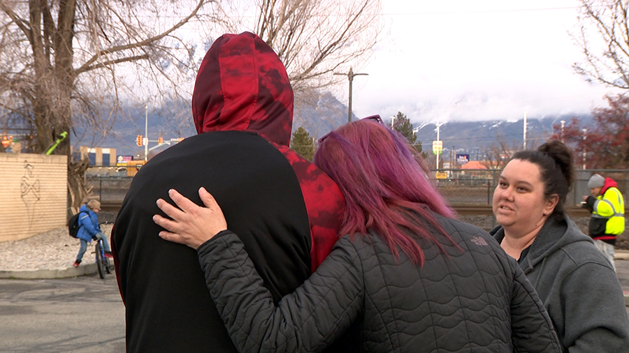 Family of Ben Kerbs, who drowned in Puerto Rico last year, now provides food and clothing to the homeless from the Quality Inn parking lot near 7200 South and Cottonwood Street in Salt Lake City, as shown here on Thursday.
