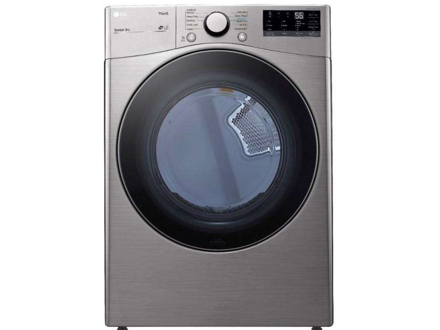 The LG 7.4-cubic-foot ultra large capacity smart front-load electric Energy Star dryer comes with a variety of efficient features.