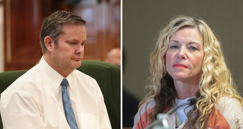 Chad Daybell, left, is pictured in a courtroom in St. Anthony, Idaho, on Aug. 3, 2020, while Lori Vallow, right, is pictured in a courtroom in Rexburg, Idaho, on March 6, 2020, in this composite image. During a pretrial conference, Chad Daybell's attorney said he plans to call seven expert witnesses.