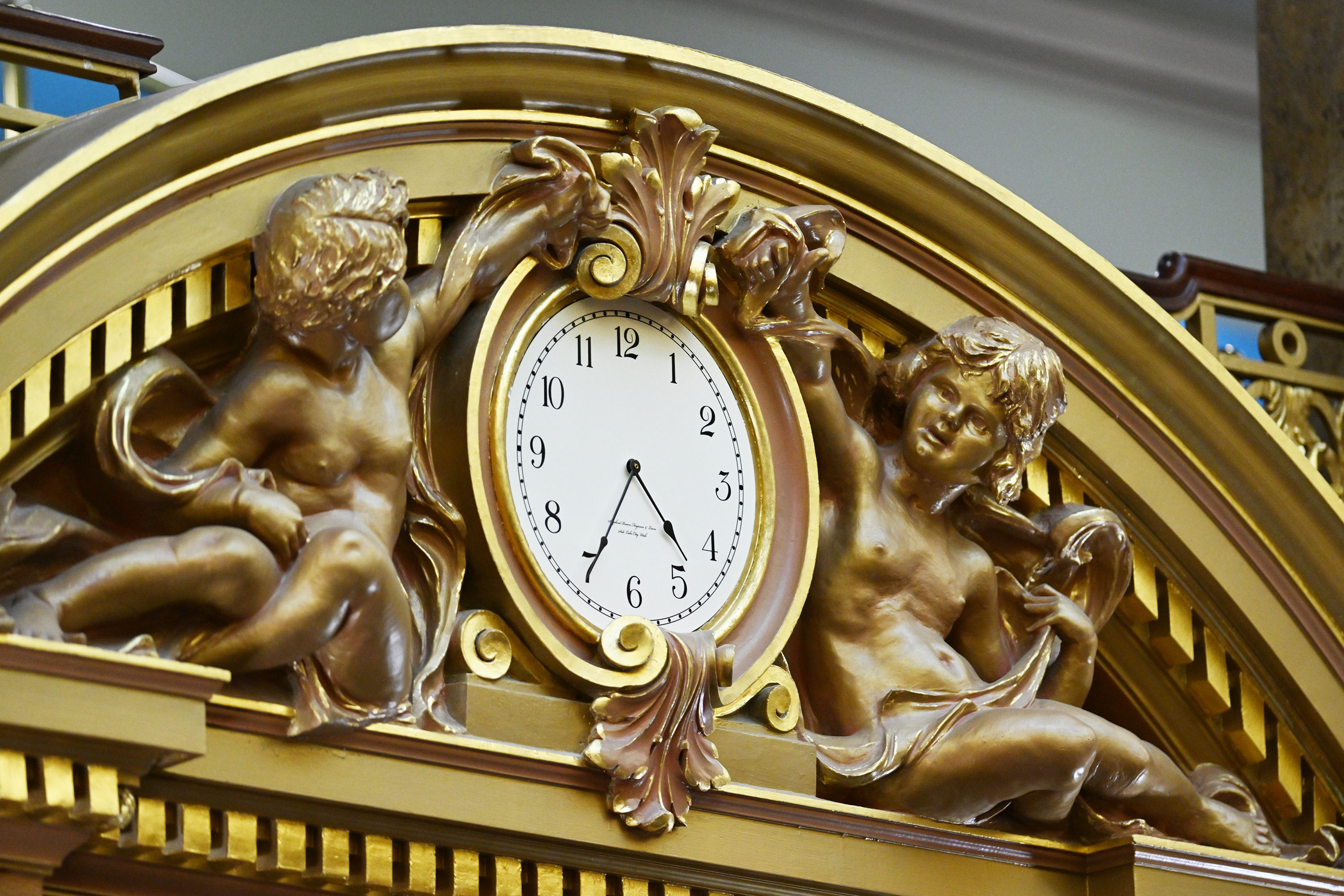 Details of the House of Representatives Chamber at the Capitol in Salt Lake City on Jan. 10. Utah lawmakers will tackle possible tax cuts, social media regulations and funding for sports stadiums during the last week of the 2024 general session.