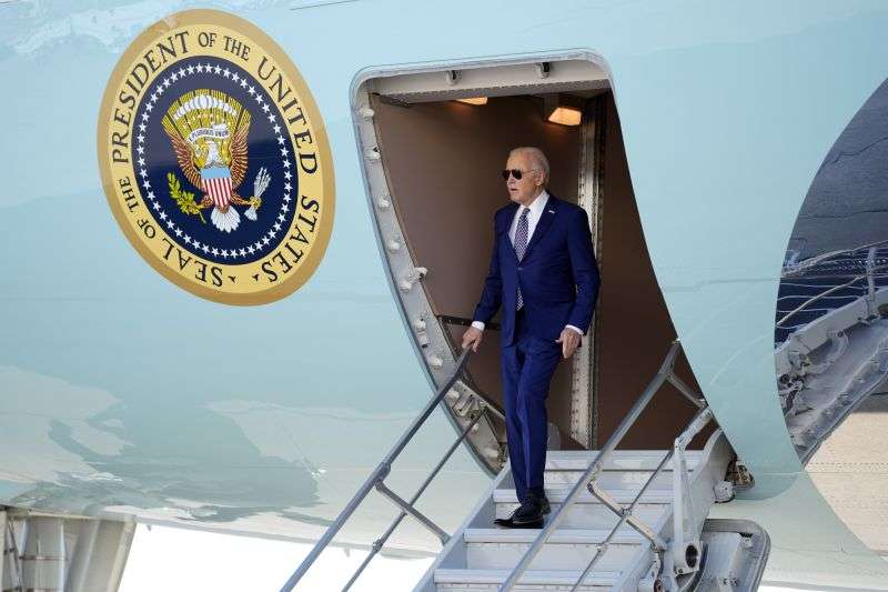 President Joe Biden arrives at John F. Kennedy International Airport, Monday in New York.