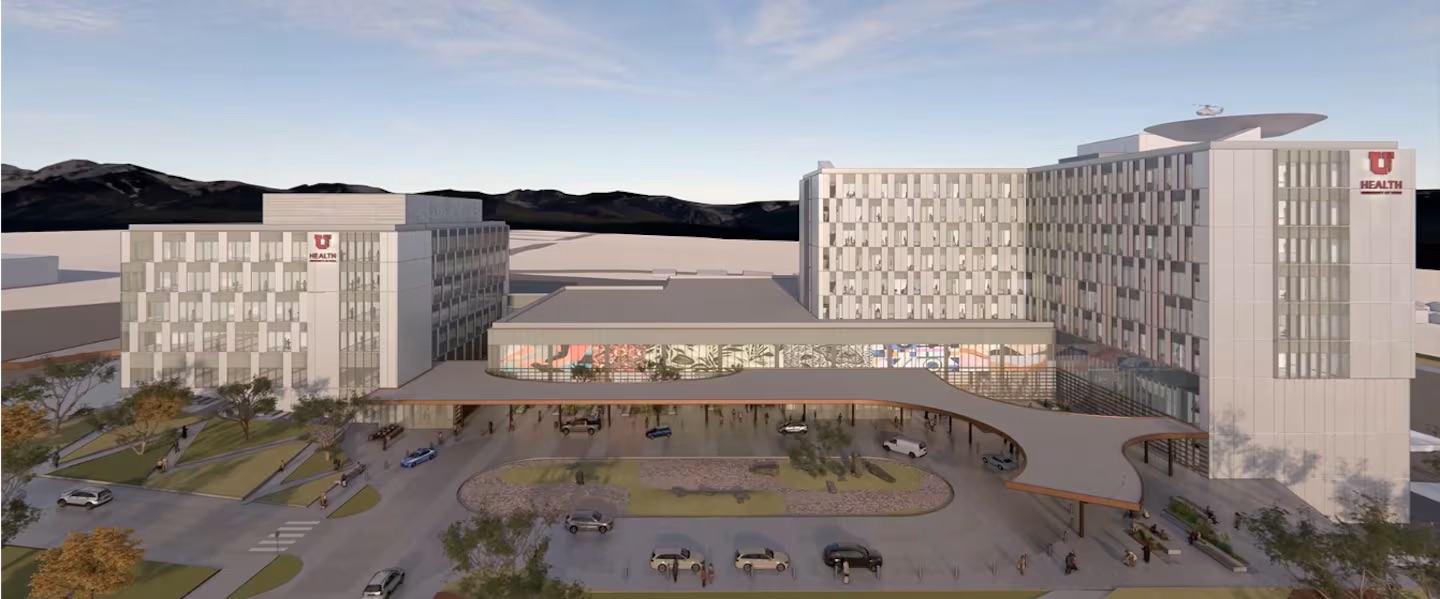 A rendering illustrates what the new University of Utah Health hospital in West Valley City will look like. 