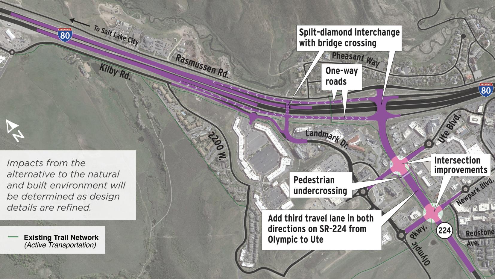 A rendering of Alternative A that the Utah Department of Transportation is considering at Kimball Junction.