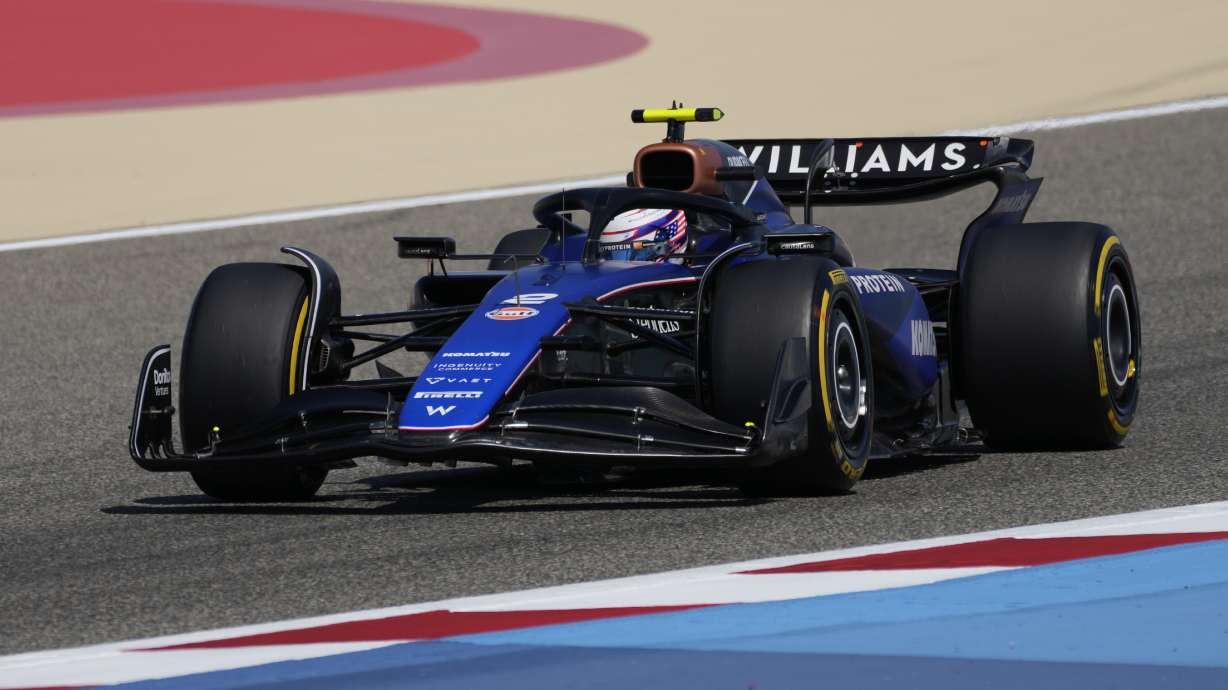 Williams driver Logan Sargeant of the US steers his car for a Formula One pre season test at the Bahrain International Circuit in Sakhir, Bahrain, Thursday, Feb. 22, 2024.