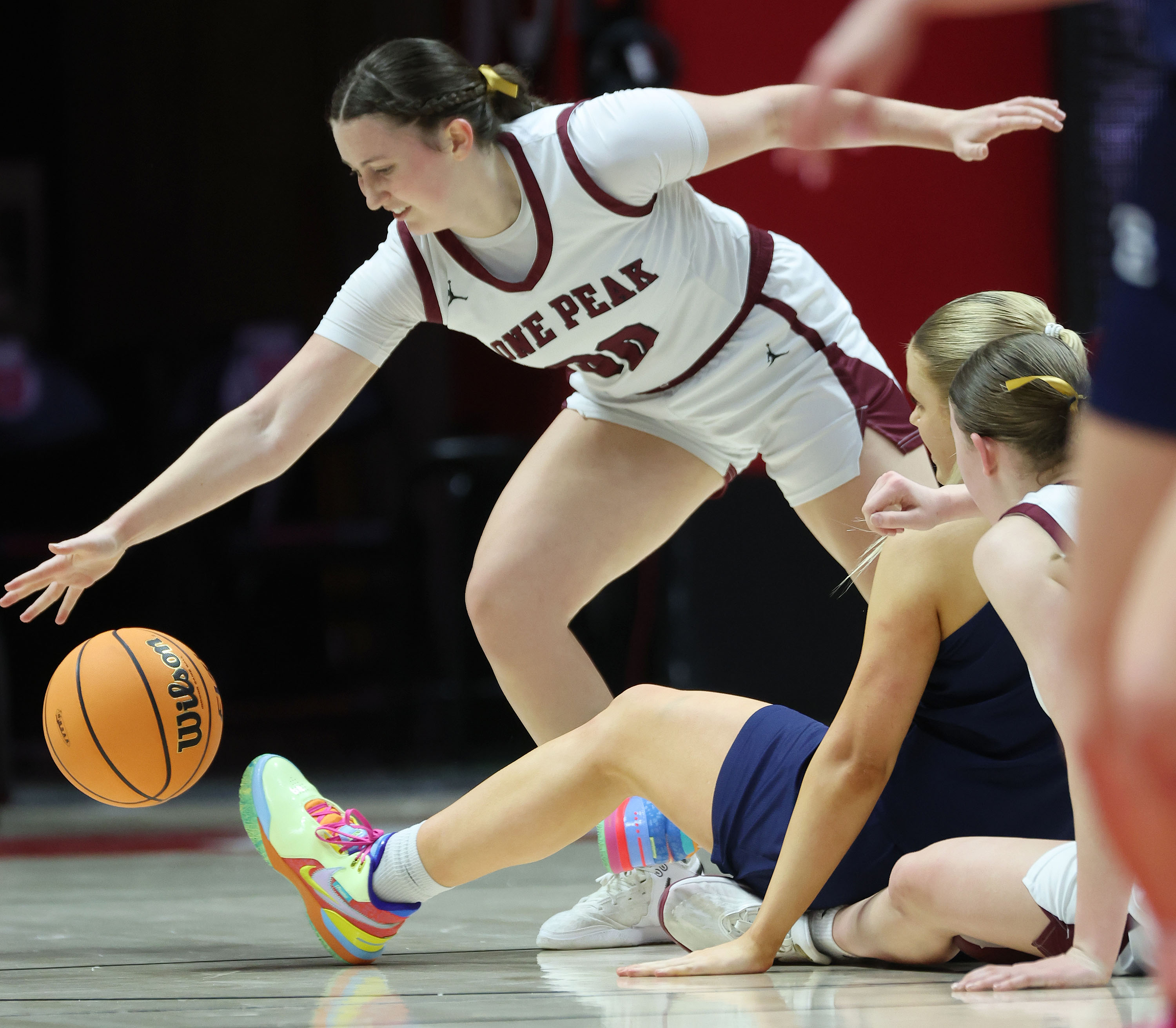 Lone Peak and Corner Canyon  compete in the 6A semi final in Salt Lake City on Wednesday, Feb. 28, 2024.