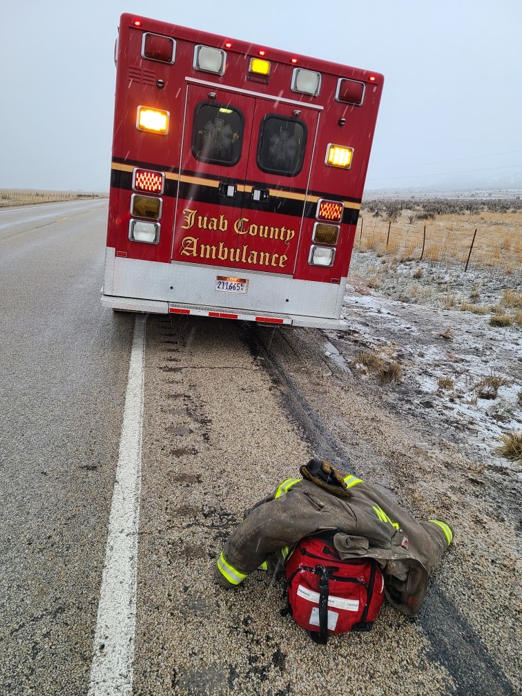 Utah Department of Corrections worker Mike Jennings drove an ambulance to the hospital after and an EMT had a medical emergency after responding to a call for help from an 85-year-old woman.