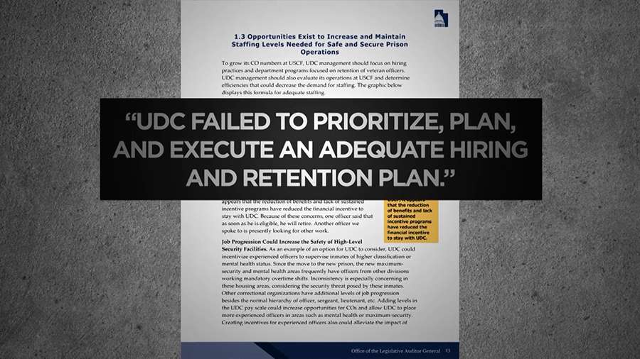 A legislative audit found prior corrections administrators failed to properly address a known staffing issue.