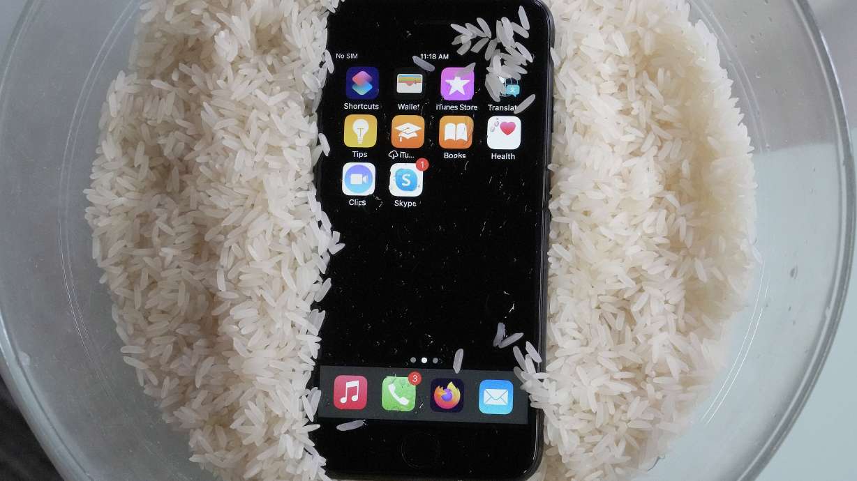 If your phone has been immersed in water, wipe as much moisture off as you can and leave it to dry. Don't use a hair dryer or put it on a radiator. But whatever you do, don't dunk your device into a bowl of rice.